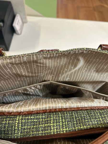 Samantha Brown Green Tweed Travel Bag