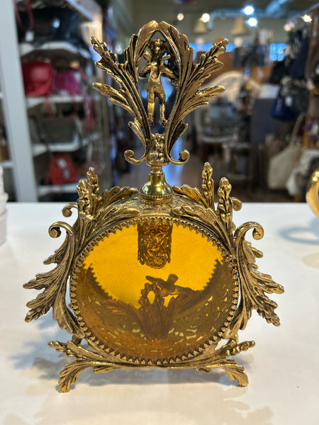 Vintage Ormolu Amber Glass Vanity Perfume Bottle