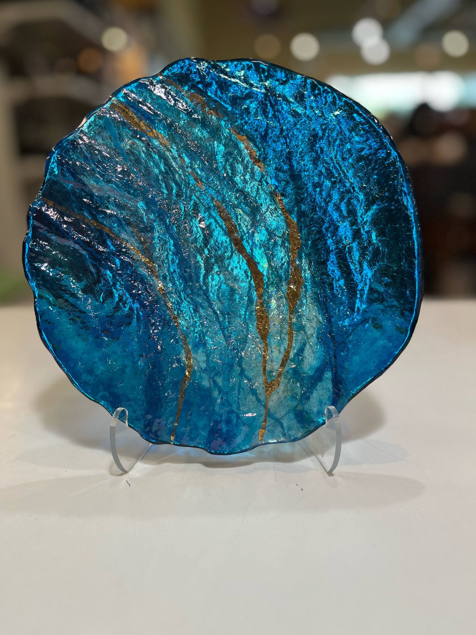 “Aqua” by Marian Fieldson Glass & 22k Gold Plate
