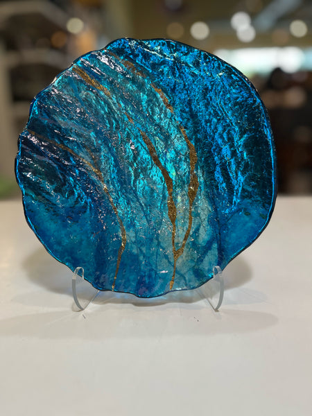 “Aqua” by Marian Fieldson Glass & 22k Gold Plate