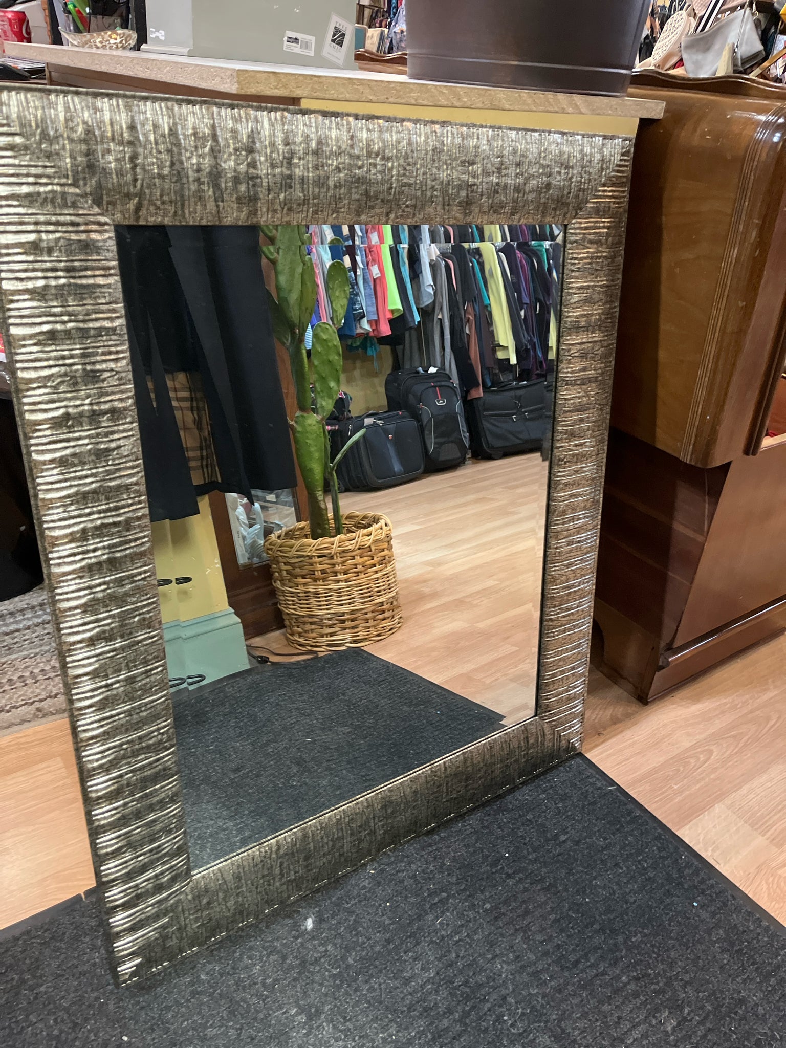 Silver & Gold Toned Rectangle Mirror