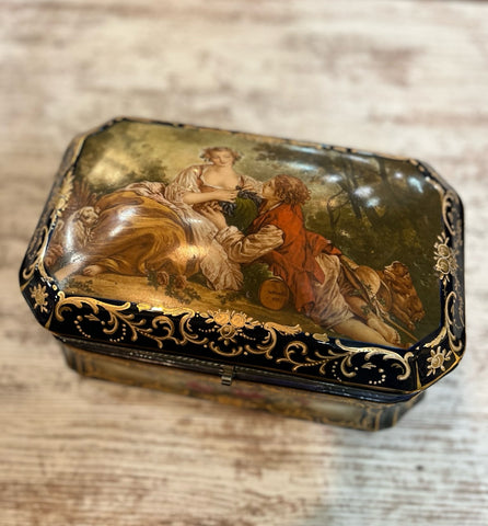 Antique French Sevres Style Porcelain Gilt Box