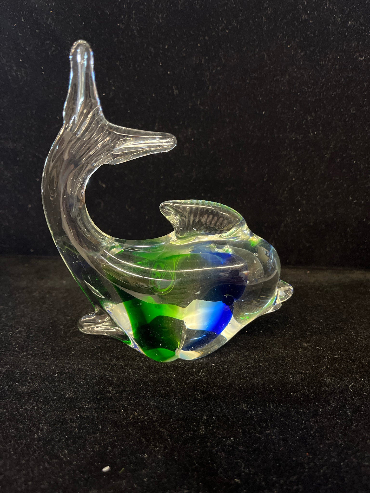 Blue & Green Glass Fish Figurine