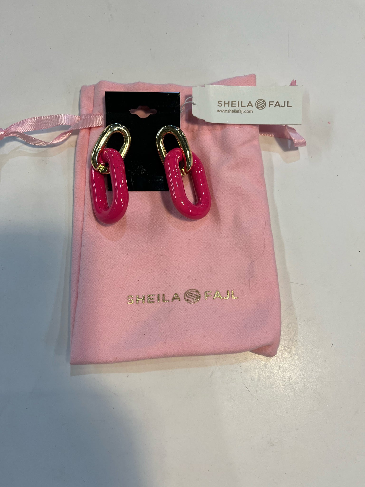 Sheila Fajl Pink Chain Link Earrings