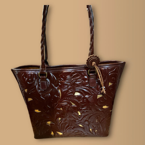 Patricia Nash “Adeline Tote Burnished Cutout Tooled” Handbag