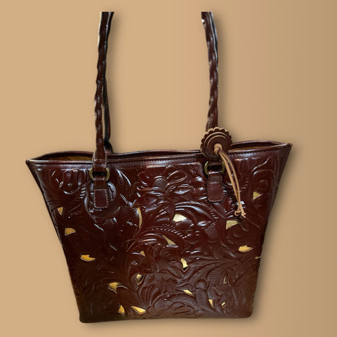 Patricia Nash “Adeline Tote Burnished Cutout Tooled” Handbag