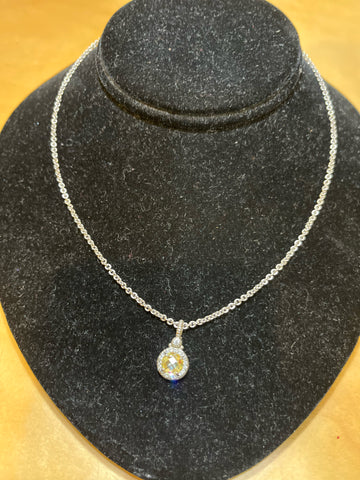 Judith Ripka “Le Petite Canary Quartz & White Sapphire Pendant” Necklace