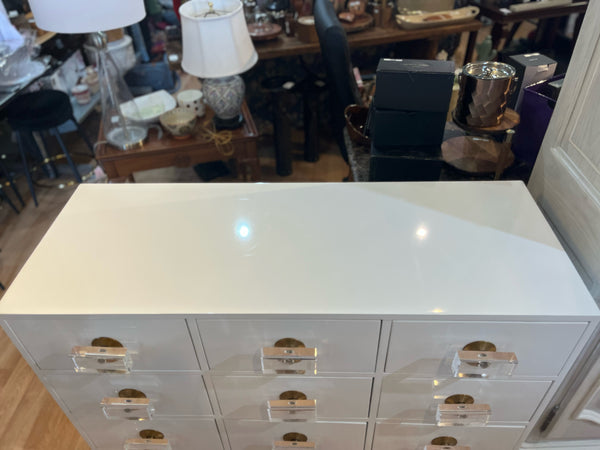 Anthropologie White Lacquered Regency 12 Drawer Dresser