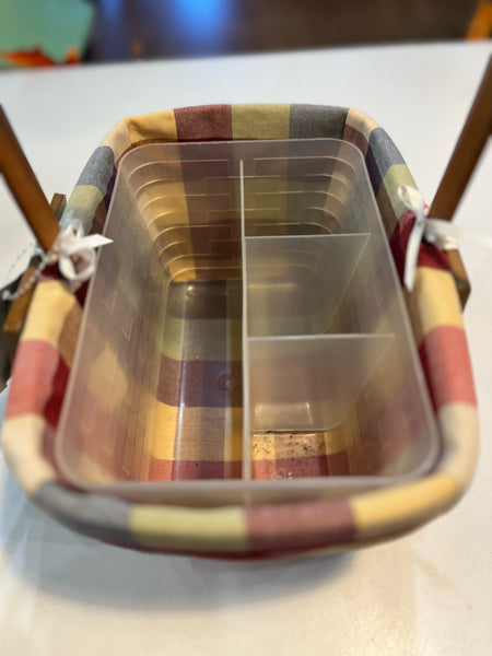 Longaberger Plaid Lining  & Handled w/ Divider Basket