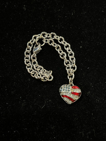 Swarovski American Flag Heart Bracelet