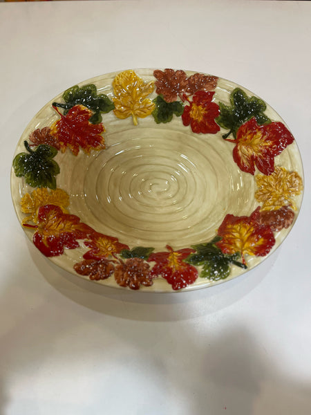 Roscher & Co. Fall Leaf Border Oval Serving Bowl