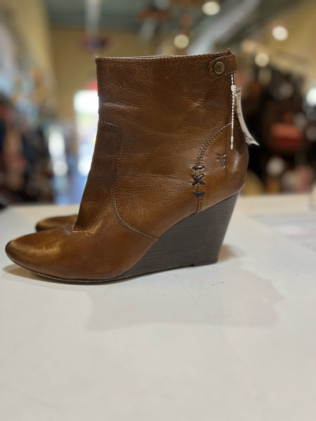 Frye Brown “Regina Wedge” Ankle Boots