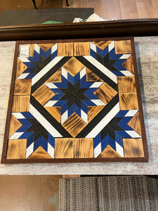 Blue Quilt Pattern Wooden Wall Decoration