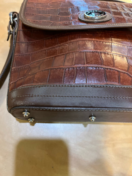 Vintage Dooney & Bourke Brown Croc Embossed Crossbody Handbag