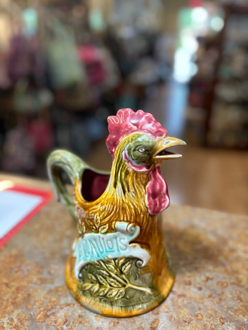 Antique Majolica "Le Gaulois" Rooster Pitcher