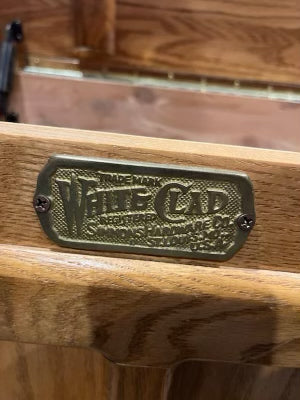 Vintage White Clad Oak Ice Box Trunk