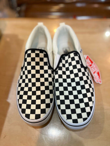 Vans White & Black Checker Print Slip-on Shoes