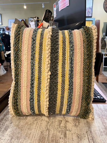 Multi-Colored Striped Textured Pillow
