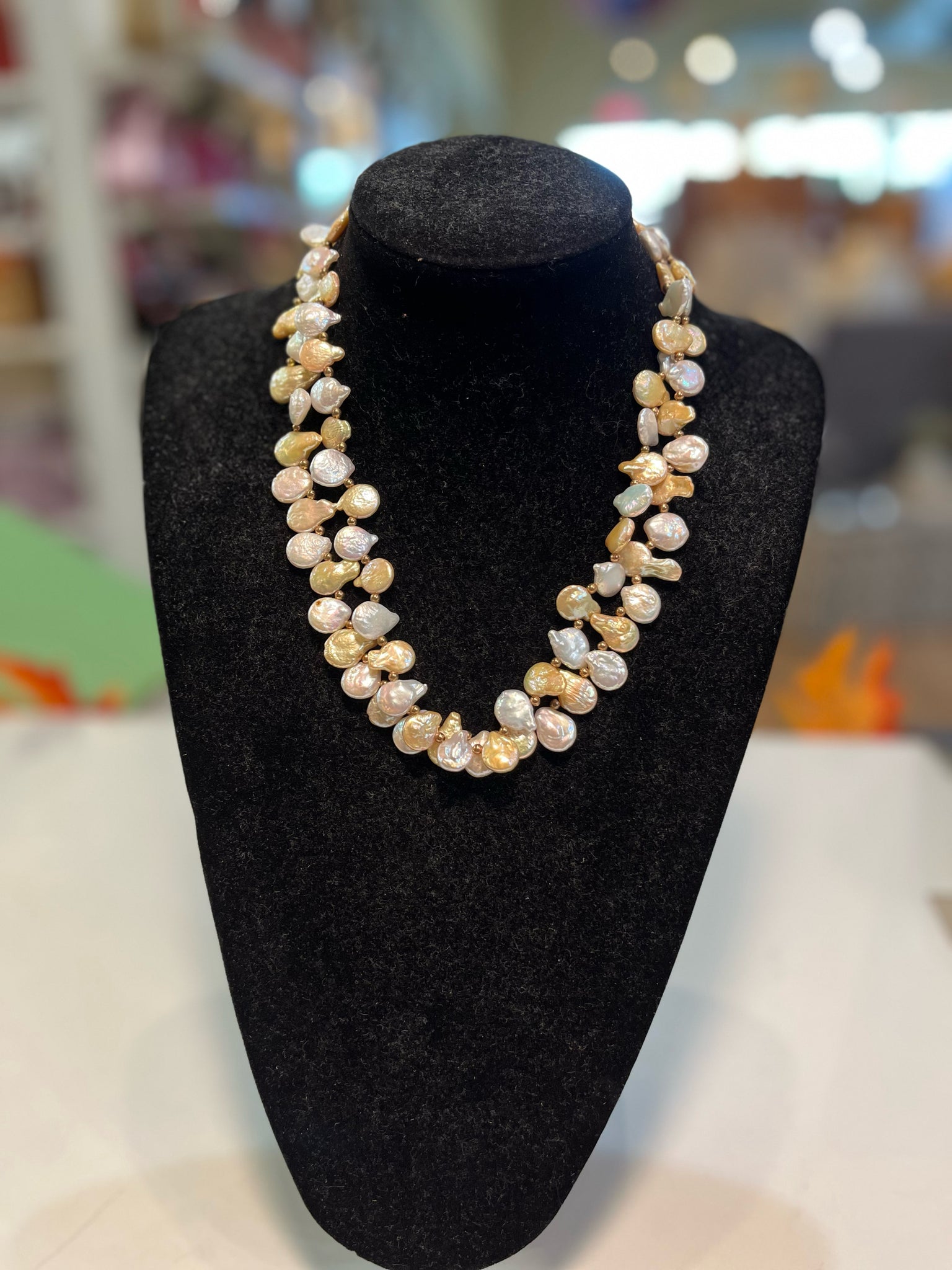 Champagne Coin Pearl Necklace