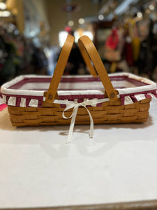 Longaberger Red & White Stripe Rectangle Basket