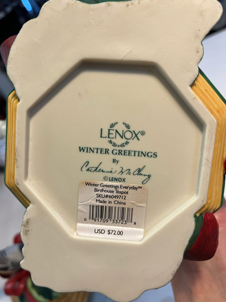 Lenox "Winter Greetings Birdhouse" Teapot