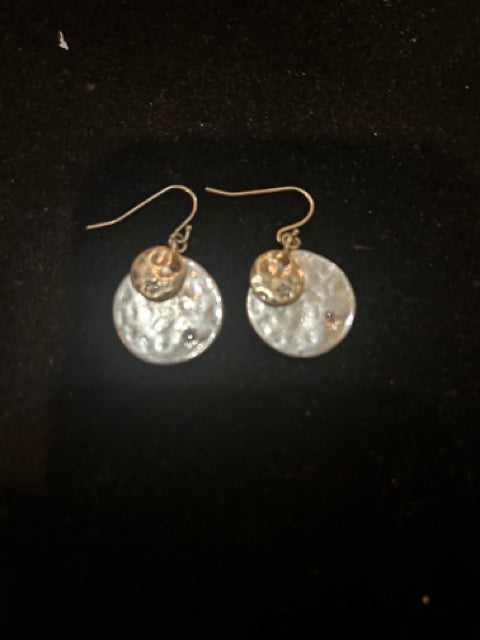 Premier Designs Hammered Silver and Gold Disc Earrings
