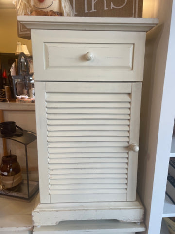Pier One White Cabinet With Louvered Door and Drawer