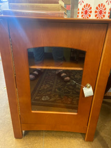 Brown Wooden Cabinet with Glass Door and Shelf