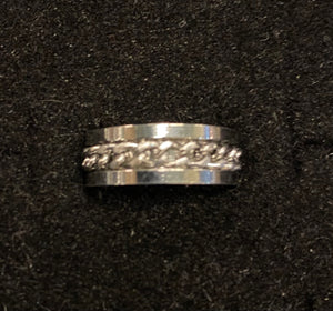 Spinner Ring - Silver with Silver Rope Size 9
