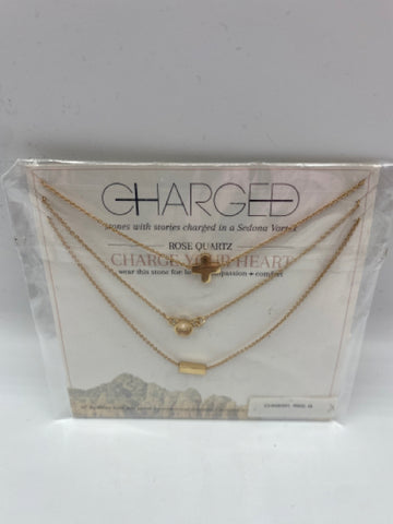 Charged Chakras 18K Gold Plated 16" Necklaces - Charge Your Heart Rose Quartz