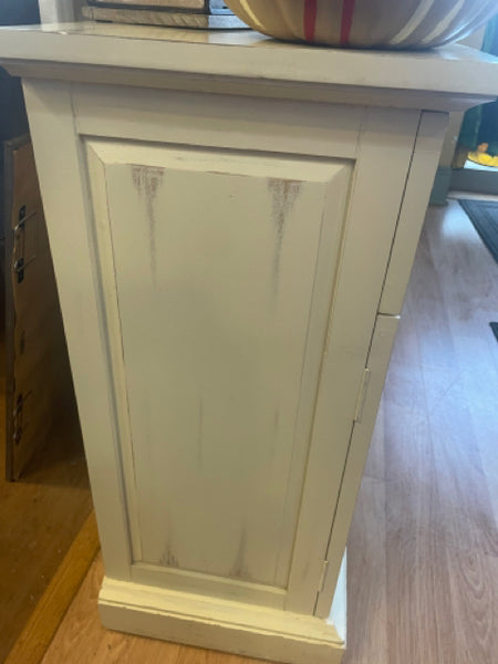 Pier One White Cabinet With Louvered Door and Drawer
