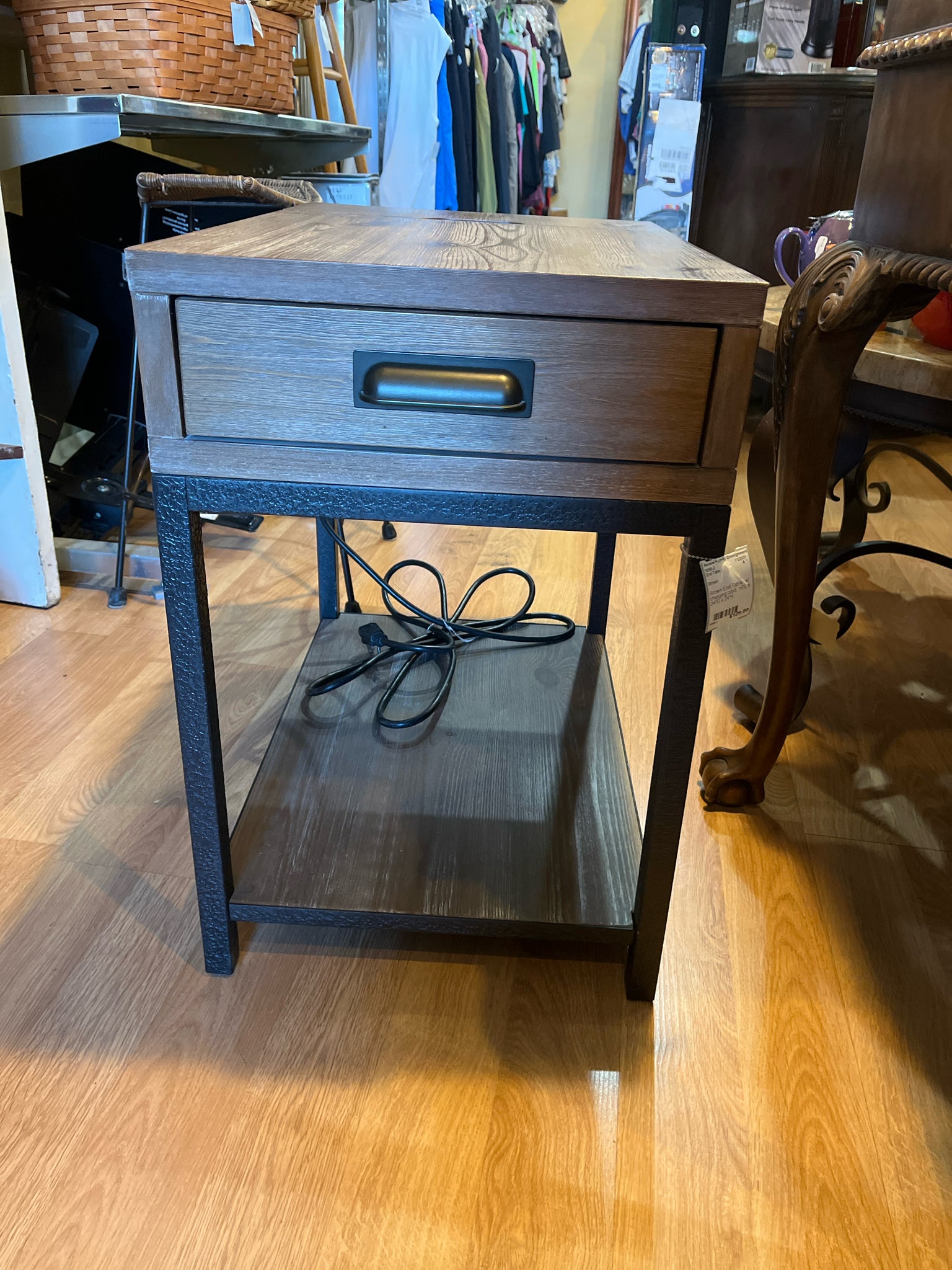 Brown “Charging Station” End Table