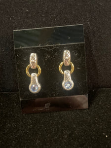 Brighton Gold and Silver Earrings with BLue Stone