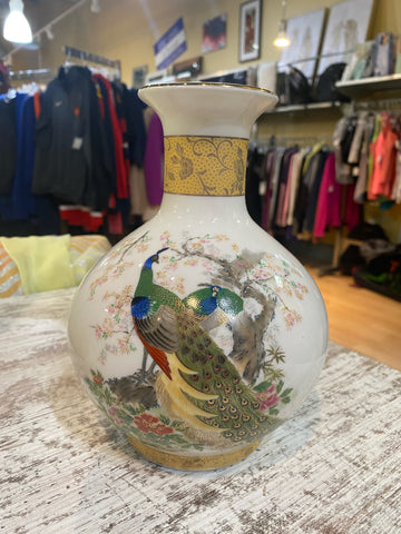 Vintage Japan Porcelain Peacock Vase