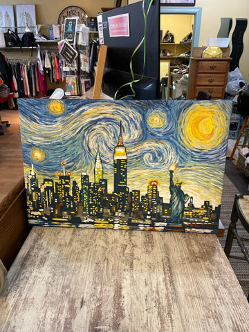 Starry Night New York Skyline Canvas Art