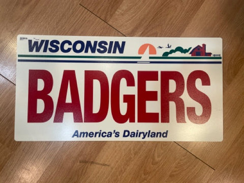 "Badgers" Wisconsin license plate style plastic sign (23.5" x 12")