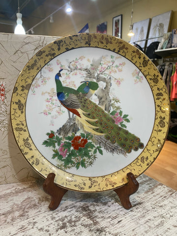 Vintage Japan Porcelain Peacock Plate