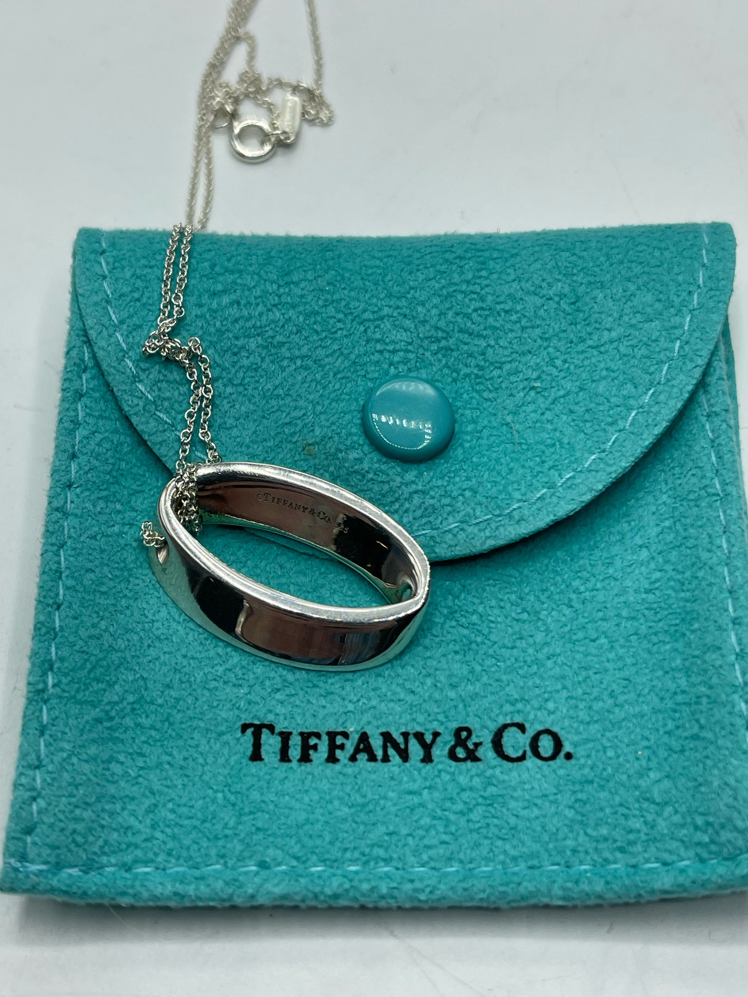 Tiffany & Co Silver Open Circle Oval Necklace