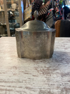 Vintage Pewter Velvet Lined Trinket Box