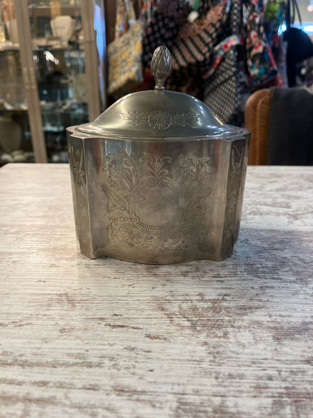 Vintage Pewter Velvet Lined Trinket Box