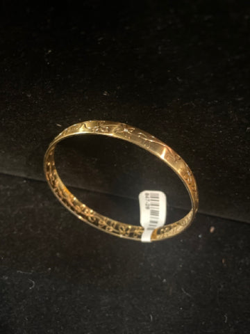 Gold Bracelet with Carved Floral Design