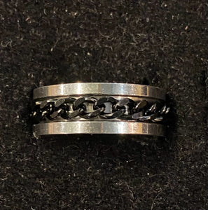 Spinner Ring - Silver with Black Rope Size 9