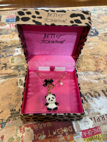 Betsey Johnson Panda & Bow Double Necklace