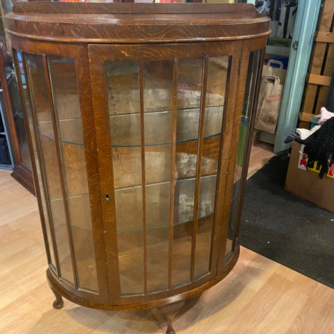 Brown Rounded Antique Curio Cabinet