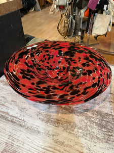 Blown Glass Red/Black Spotted Bowl