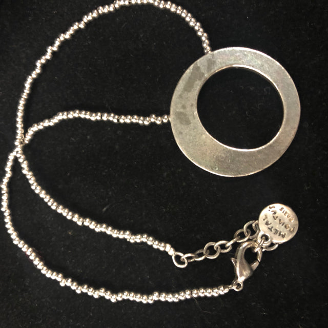 Silver Ball Chain with Silver Circle Pendant