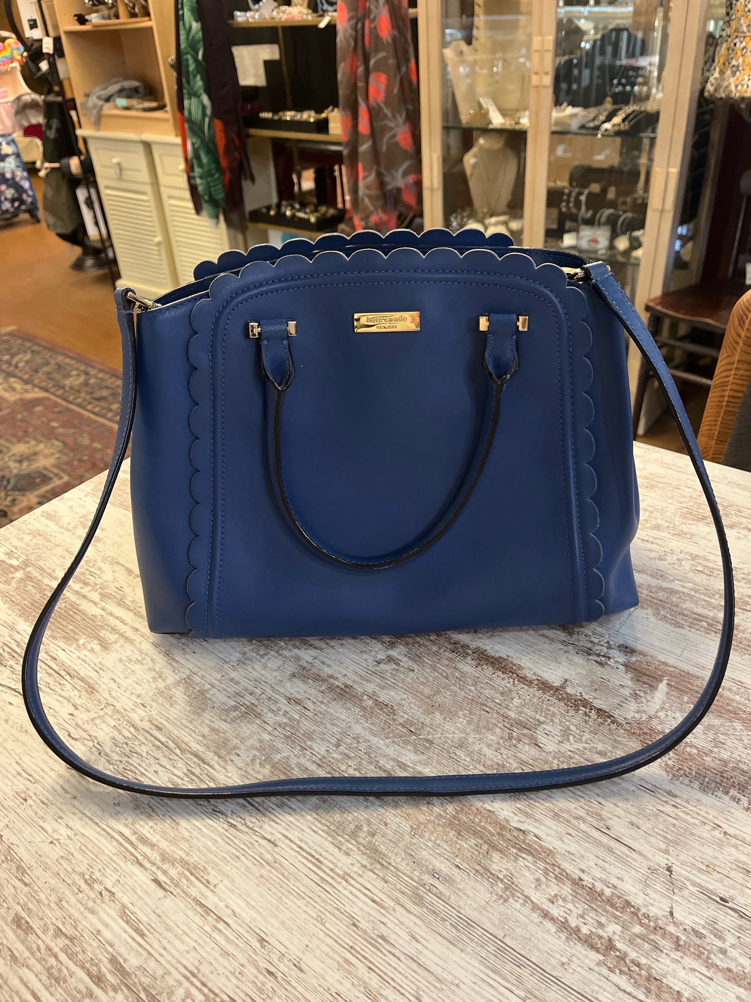 Kate Spade Blue Ruffle Handbag