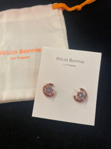 Alicia Bonnie Rose Gold "HALO" C Stud Earrings